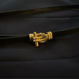 Black Leather Belt with Gold Buckle - Fitzgerald Belt